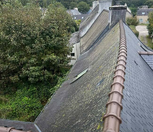 Toiture et faîtage de plusieurs maisons